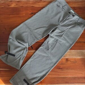 Elegant Charcoal Grey and White Striped Wide Leg Pants